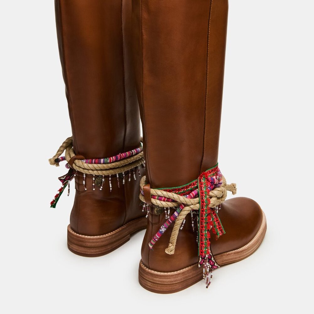 New Womens sz 9 Steve Madden Origin Tan Leather boots $300 msrp fashion - Picture 5 of 6